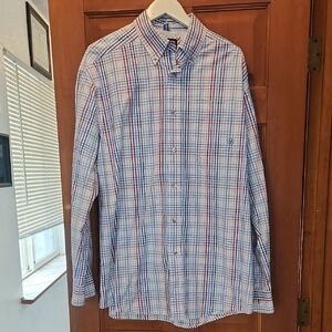 Men's Blue and Red Plaid Shirt